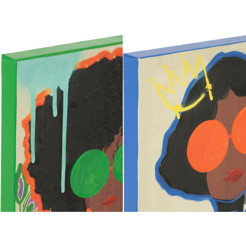 Lot de 2 Toiles murales peintes Pop Art Femmes 40x50 Woumia 