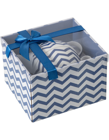 Lot de 2 Théières égoïstes bord de mer Porcelaine Bleu Blanc Motif lignes Ondeona 