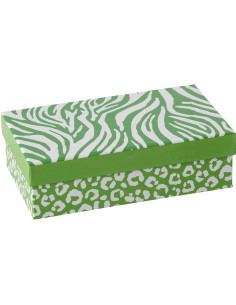 Lot de 2 Tasses à café Jungle chic Porcelaine Vert Blanc Motif zèbre & léopard Léoze 