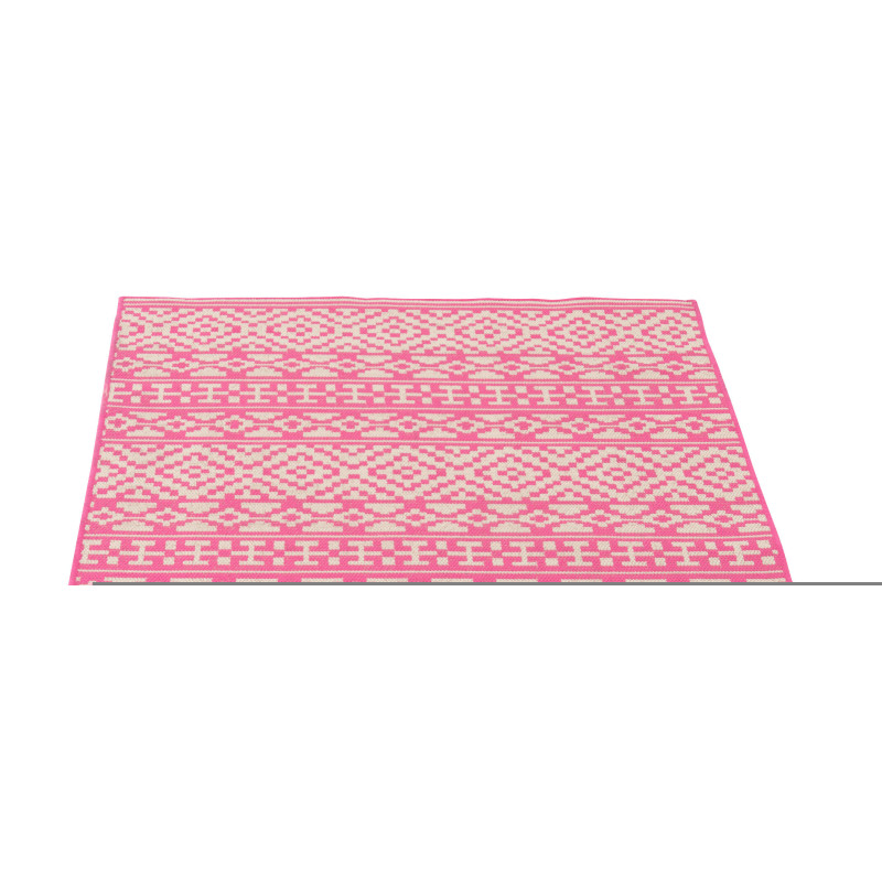 Lot de 2 Tapis extérieurs design Rectangulaire 120x170 Polypropylène Rose Blanc Motif mosaïque Méditerrana 