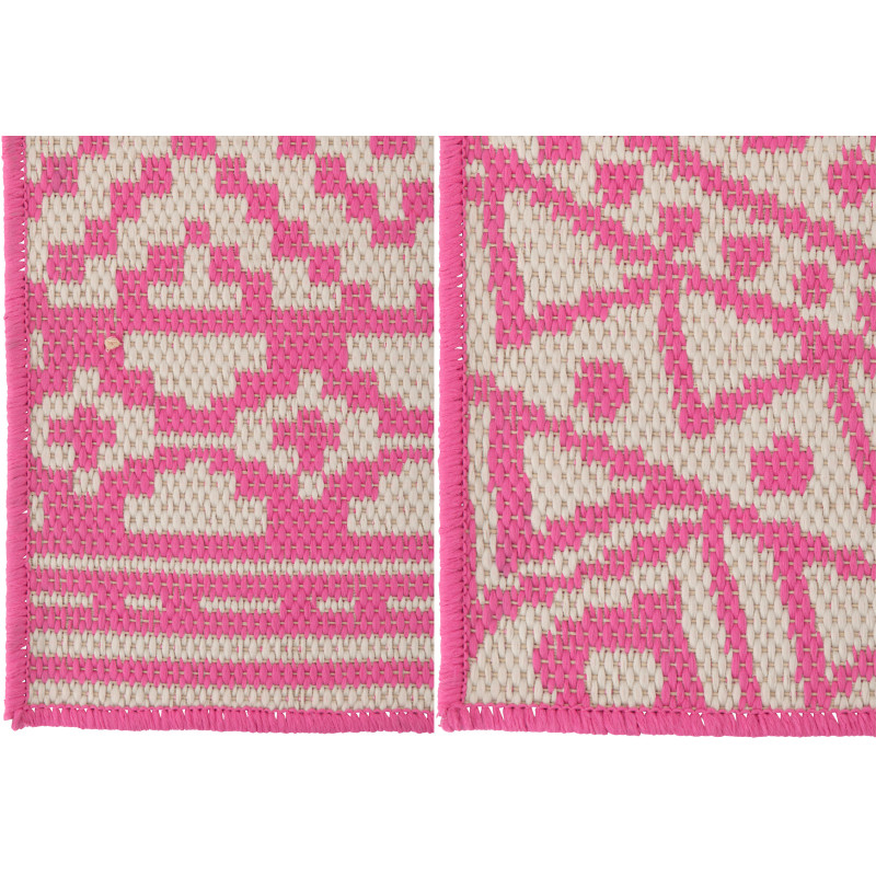Lot de 2 Tapis extérieurs design Rectangulaire 120x170 Polypropylène Rose Blanc Motif mosaïque Méditerrana 