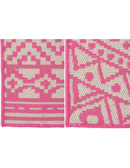 Lot de 2 Tapis extérieurs design Rectangulaire 120x170 Polypropylène Rose Blanc Motif mosaïque Méditerrana 