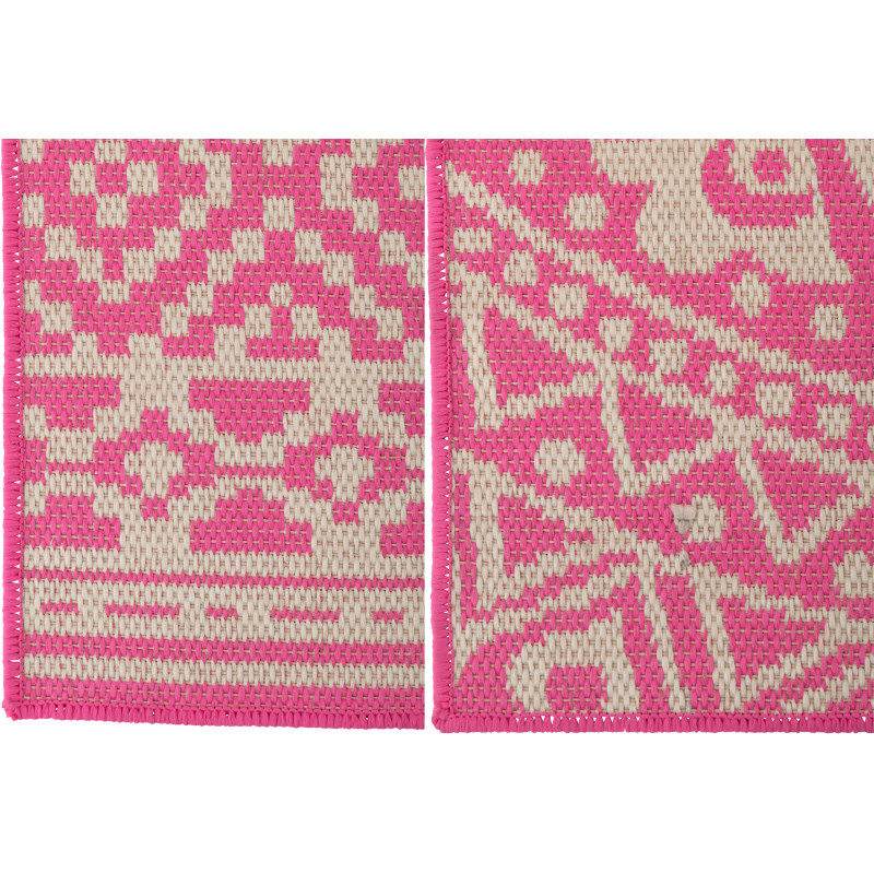Lot de 2 Tapis extérieurs design Rectangulaire 120x170 Polypropylène Rose Blanc Motif mosaïque Méditerrana 