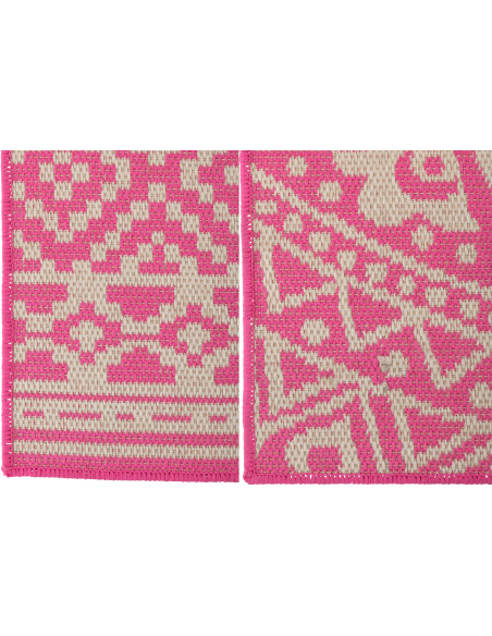Lot de 2 Tapis extérieurs design Rectangulaire 120x170 Polypropylène Rose Blanc Motif mosaïque Méditerrana 