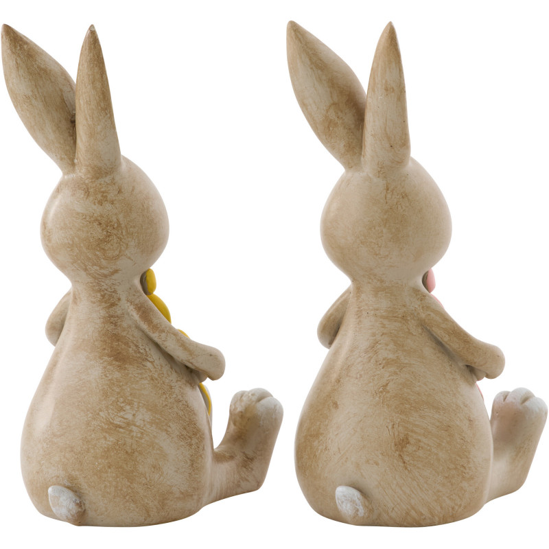 Lot de 2 Statuettes déco Lapin Fleur...