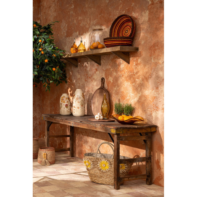 Lot de 2 Sacs Cabas Tournesols Jonc de mer Tressé Naturel Jaune Orange Sunlino 