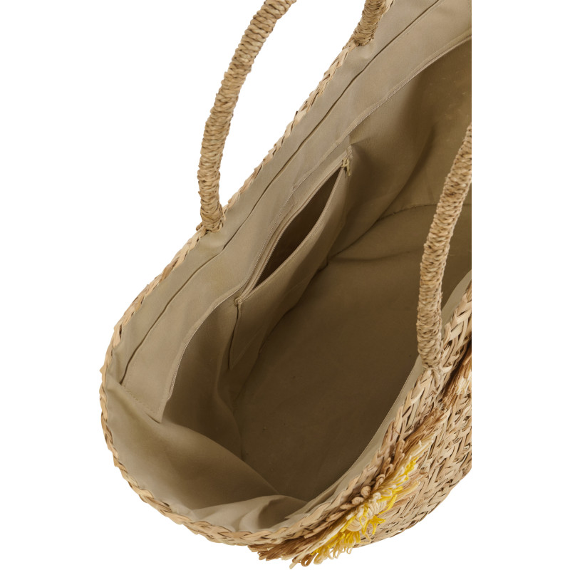 Lot de 2 Sacs Cabas Tournesols Jonc de mer Tressé Naturel Jaune Orange Sunlino 