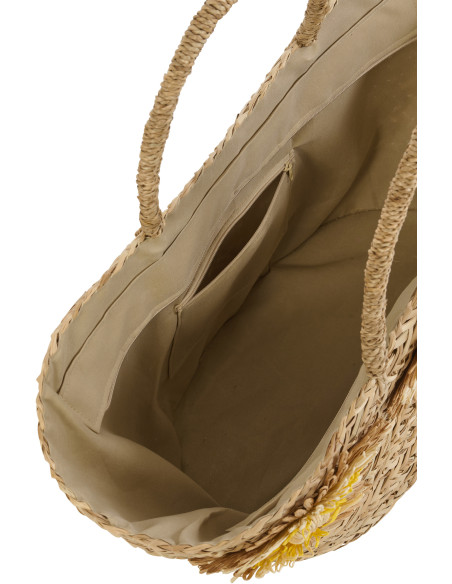 Lot de 2 Sacs Cabas Tournesols Jonc de mer Tressé Naturel Jaune Orange Sunlino 