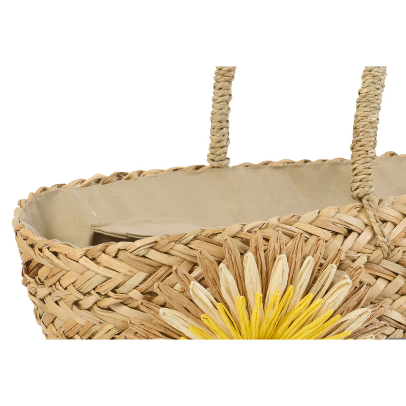 Lot de 2 Sacs Cabas Tournesols Jonc de mer Tressé Naturel Jaune Orange Sunlino 