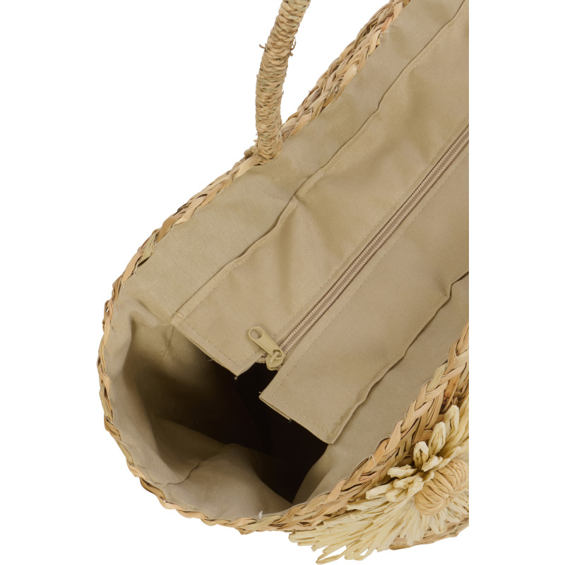 Lot de 2 Sacs Cabas Tournesols Jonc de mer Tressé Naturel Bleu azur Sunlino 