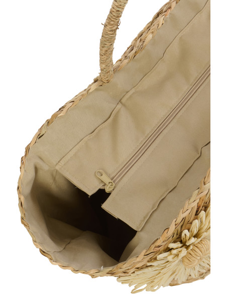 Lot de 2 Sacs Cabas Tournesols Jonc de mer Tressé Naturel Bleu azur Sunlino 