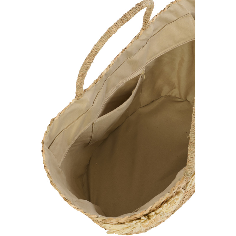 Lot de 2 Sacs Cabas Tournesols Jonc de mer Tressé Naturel Bleu azur Sunlino 