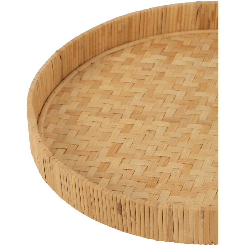 Lot de 2 Plateaux de service Rond Bambou Rotin Naturel Tressé Takori 
