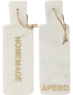 Lot de 2 Planches apéro design chic Rectangulaire 30 cm Marbre Blanc Doré Aperizia 