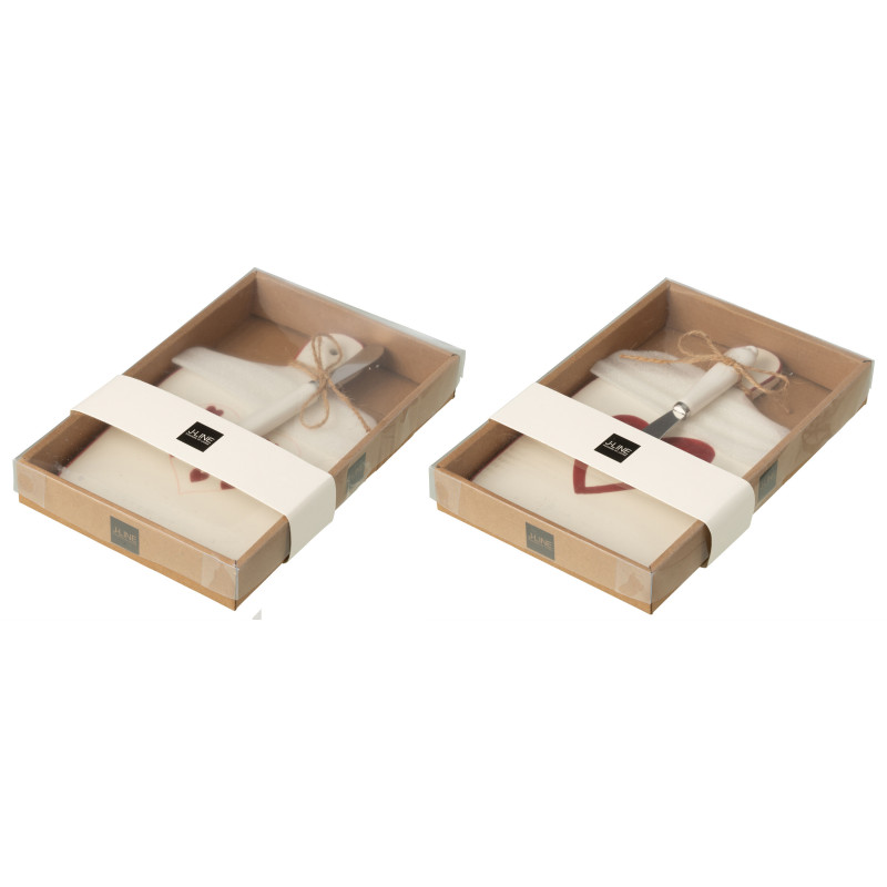 Lot de 2 Planches à fromages romantique Coeurs Porcelaine Blanc Rouge Lovessy 