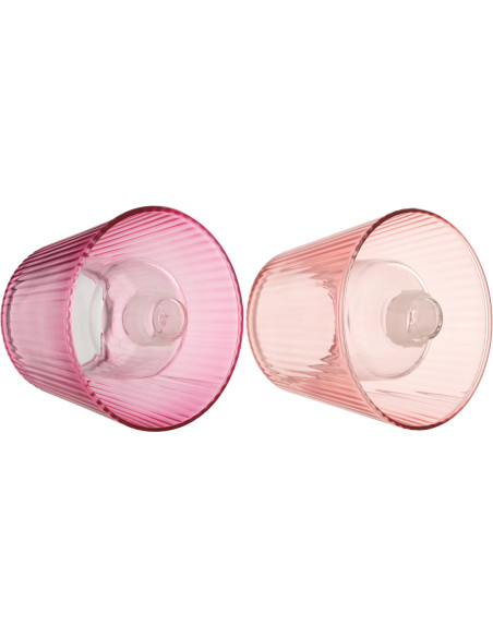Lot de 2 Photophores design Chapeau de bouteille Verre Rose clair Rose fuchsia Lumiop 