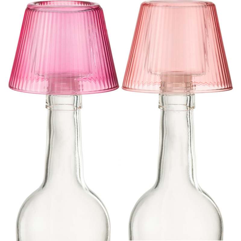 Lot de 2 Photophores design Chapeau de bouteille Verre Rose clair Rose fuchsia Lumiop 