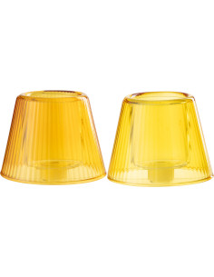 Lot de 2 Photophores design Chapeau de bouteille Verre Jaune Orange Lumiop 