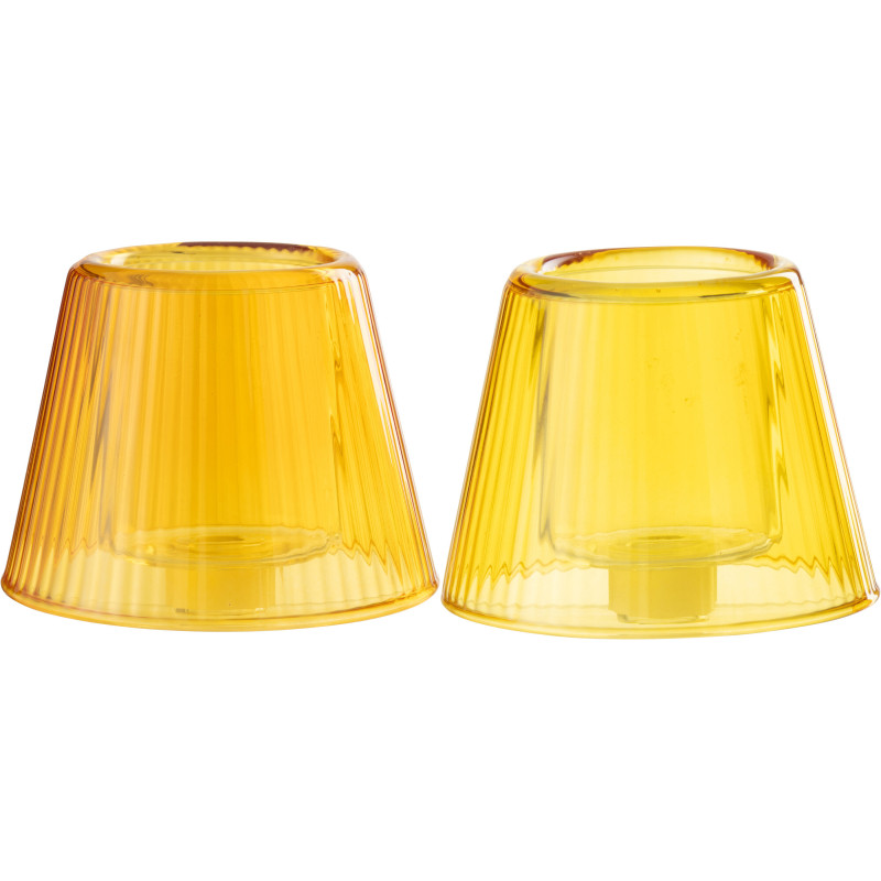 Lot de 2 Photophores design Chapeau de bouteille Verre Jaune Orange Lumiop 
