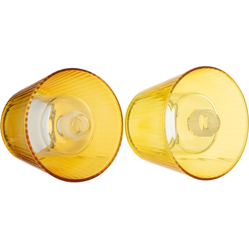 Lot de 2 Photophores design Chapeau de bouteille Verre Jaune Orange Lumiop 