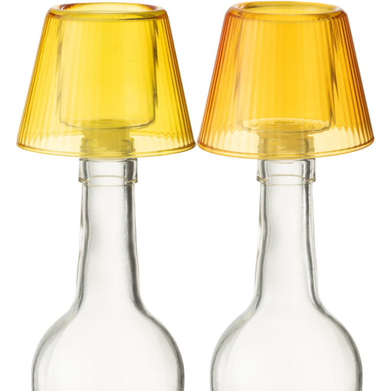 Lot de 2 Photophores design Chapeau de bouteille Verre Jaune Orange Lumiop 
