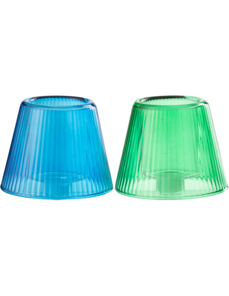 Lot de 2 Photophores design Chapeau de bouteille Verre Bleu Vert Lumiop 