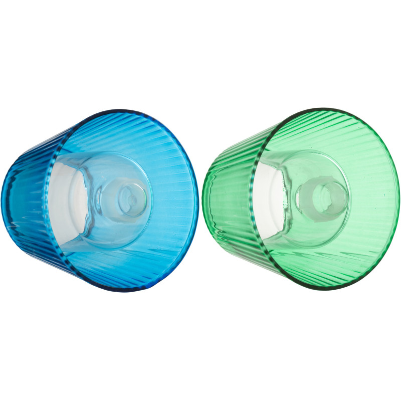 Lot de 2 Photophores design Chapeau de bouteille Verre Bleu Vert Lumiop 