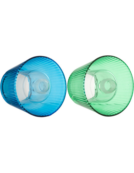 Lot de 2 Photophores design Chapeau de bouteille Verre Bleu Vert Lumiop 