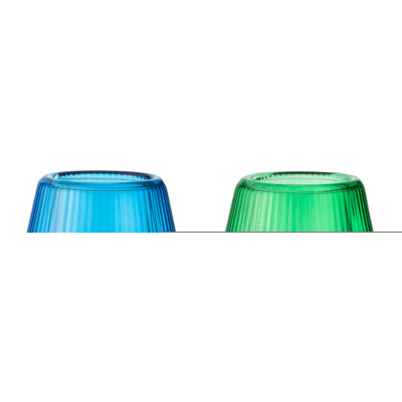 Lot de 2 Photophores design Chapeau de bouteille Verre Bleu Vert Lumiop 