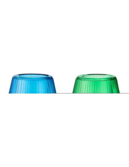 Lot de 2 Photophores design Chapeau de bouteille Verre Bleu Vert Lumiop 