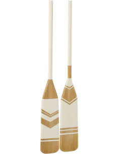 Lot de 2 Pagaies déco bord de mer 90 cm Bois de paulownia Naturel Blanc Nautina 