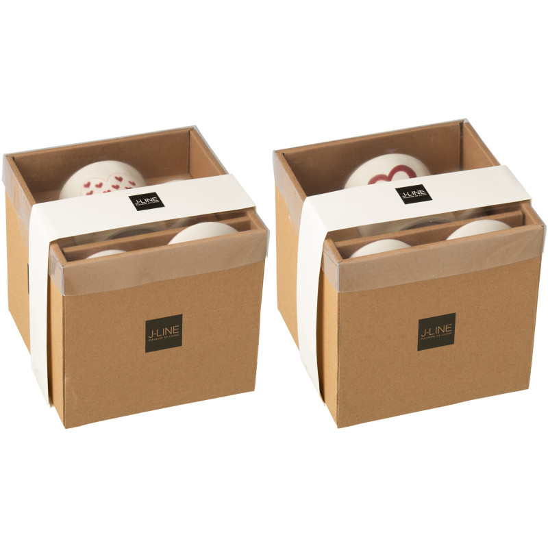 Lot de 2 Mugs avec sous-tasse romantique Coeurs Porcelaine Blanc Rouge Lovessy 