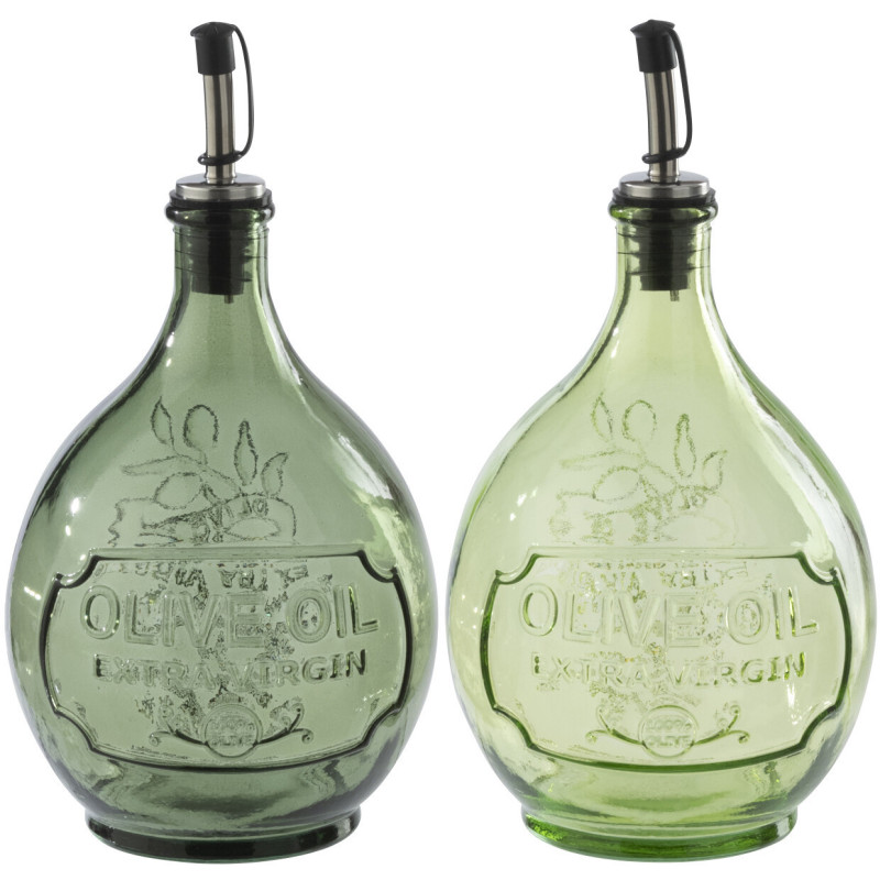 Lot de 2 Huiliers style provençal Verre Vert clair Vert olive Bellora 