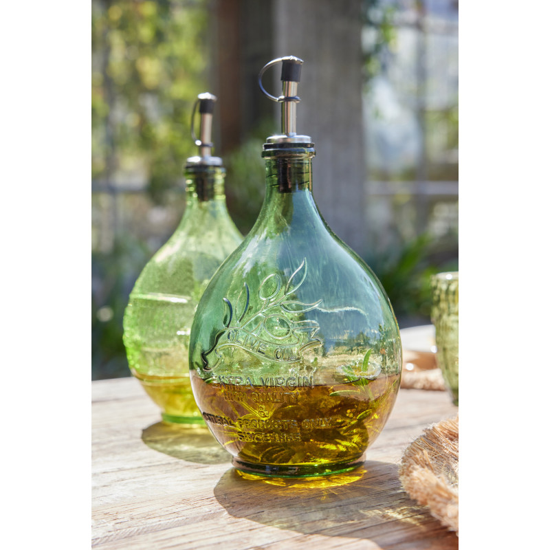 Lot de 2 Huiliers style provençal Verre Vert clair Vert olive Bellora 