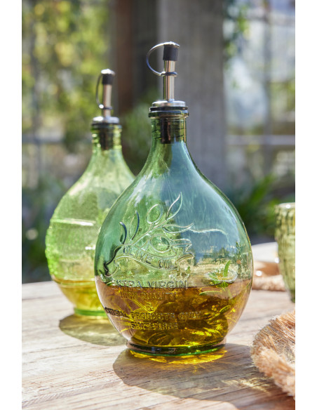 Lot de 2 Huiliers style provençal Verre Vert clair Vert olive Bellora 