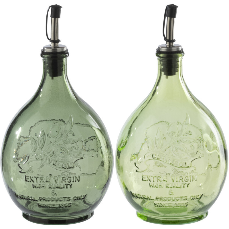 Lot de 2 Huiliers style provençal Verre Vert clair Vert olive Bellora 