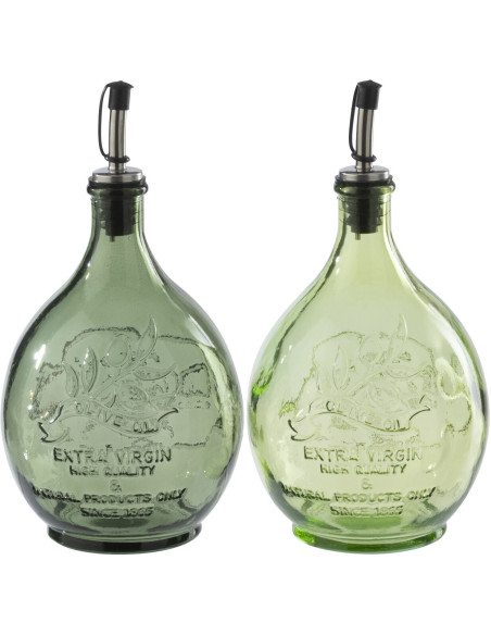 Lot de 2 Huiliers style provençal Verre Vert clair Vert olive Bellora 