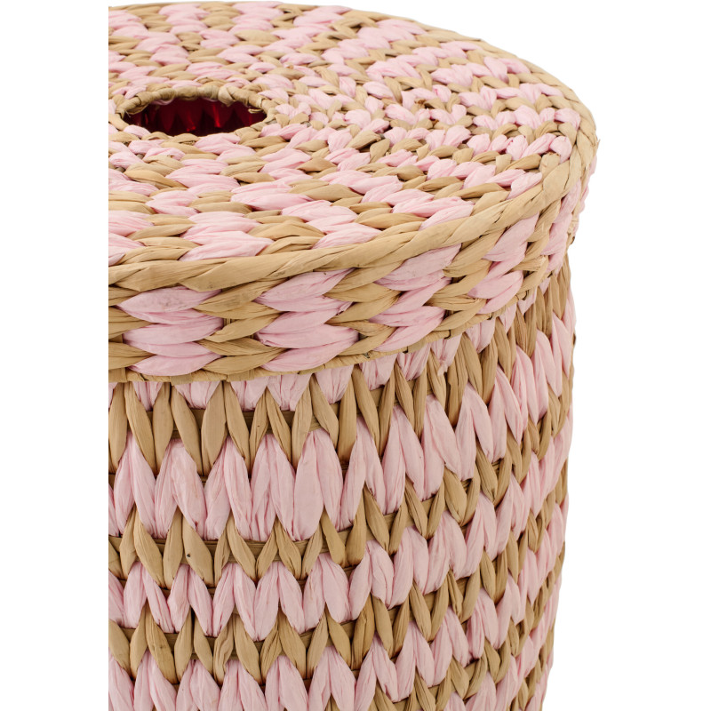 Lot de 2 Grands Panier de rangement bohème avec couvercle Jonc de mer Rose clair Naturel Tressé Tissania 