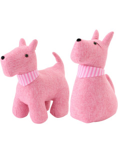 Lot de 2 Grands Cale-portes original Chiens Foulards H 35 cm Tissu Rose Snuffy 