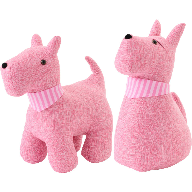 Lot de 2 Grands Cale-portes original Chiens Foulards H 35 cm Tissu Rose Snuffy 
