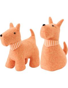 Lot de 2 Grands Cale-portes original Chiens Foulards H 35 cm Tissu Orange Snuffy 