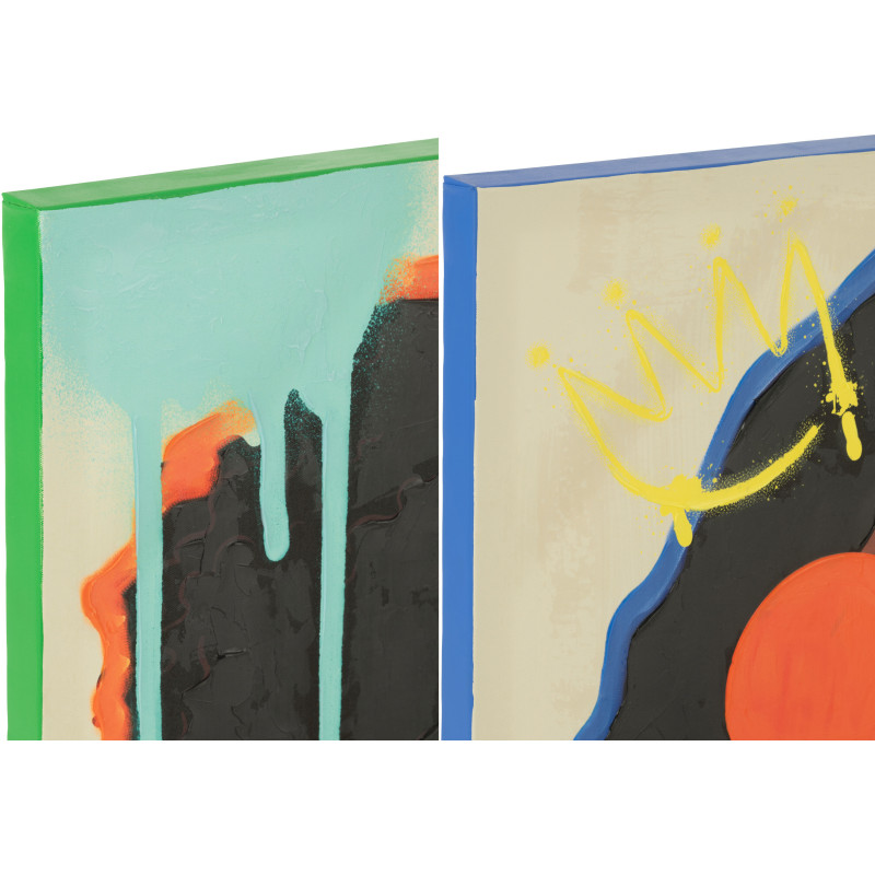 Lot de 2 Grandes Toiles murales peintes Pop Art Femmes 75x100 Woumia 