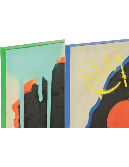 Lot de 2 Grandes Toiles murales peintes Pop Art Femmes 75x100 Woumia 