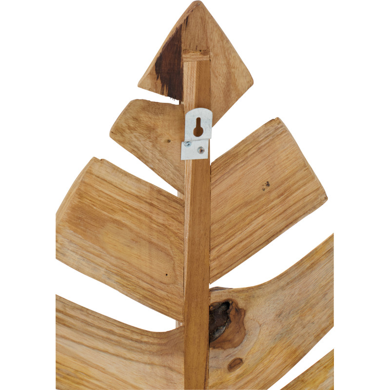 Lot de 2 Grandes déco murales Feuilles Bois de teck Naturel Palmena 