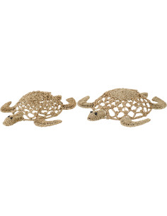 Lot de 2 Grandes déco murales bord de mer Tortues Jonc de mer Naturel Chelonia 