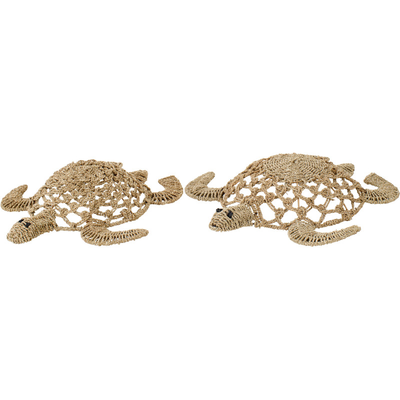 Lot de 2 Grandes déco murales bord de mer Tortues Jonc de mer Naturel Chelonia 