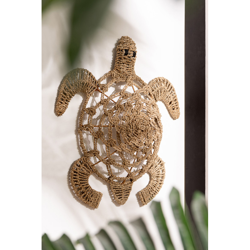 Lot de 2 Grandes déco murales bord de mer Tortues Jonc de mer Naturel Chelonia 