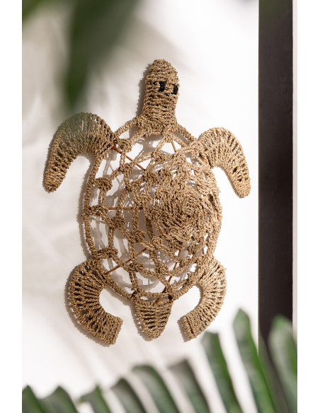 Lot de 2 Grandes déco murales bord de mer Tortues Jonc de mer Naturel Chelonia 