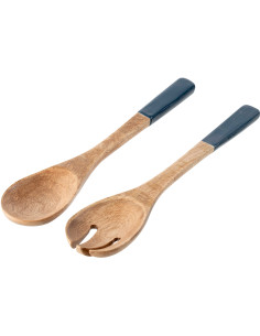 Lot de 2 Couverts à salade Bois de manguier Naturel Bleu foncé Kizuna 