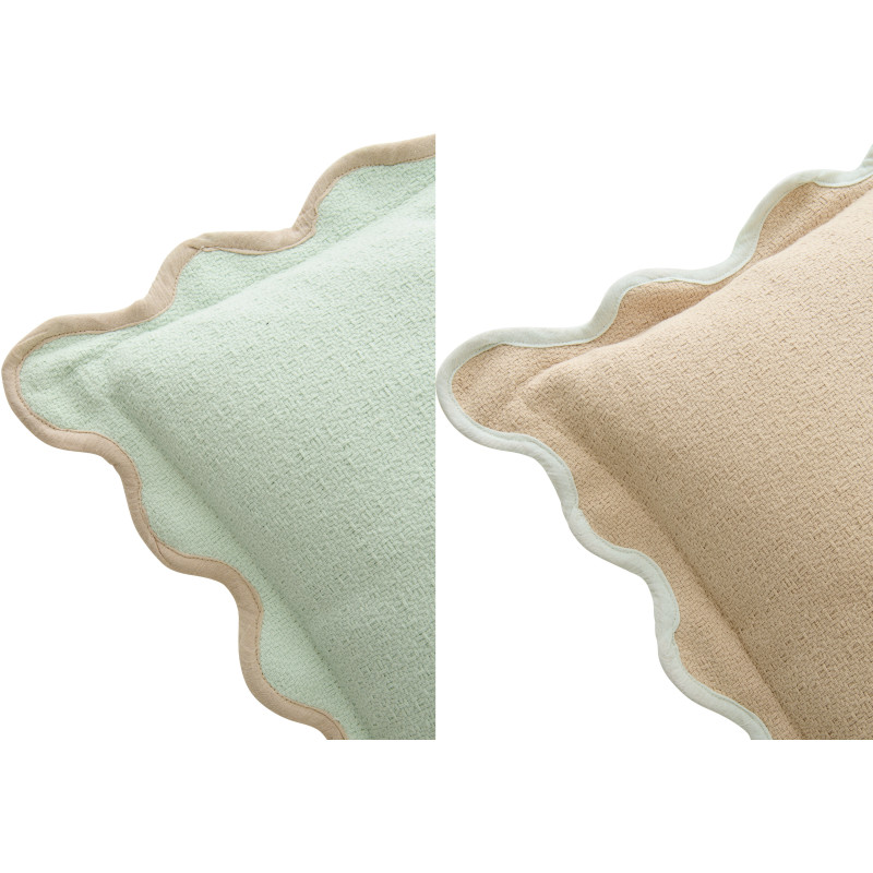 Lot de 2 Coussins ondulés style bord de mer Carré 45x45 Coton Bleu clair Beige Almorénia 